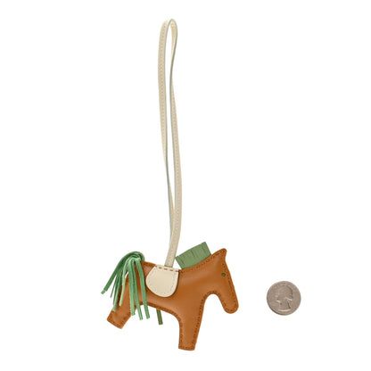 Hermes Milo Lambskin Grigri Rodeo Horse Bag Charm PM Sesame Vert Criquet Craie 2 of 4
