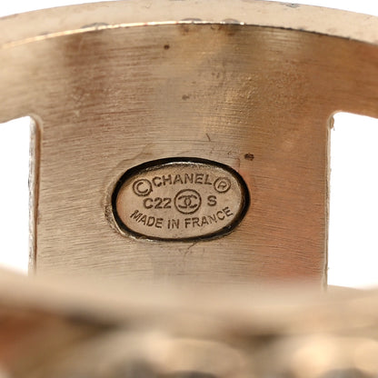 Chanel Metal Crystal CC Star Ring 54 7 Light Gold 4 of 6