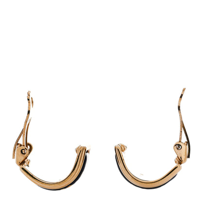 Hermes Printed Enamel Clip On Earrings Gold 3 of 5