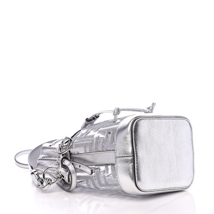 Fendi PVC Vitello Catalan Mirror Sequin F is Fendi FF Mini Mon Tresor Bucket Bag Argento 4 of 9