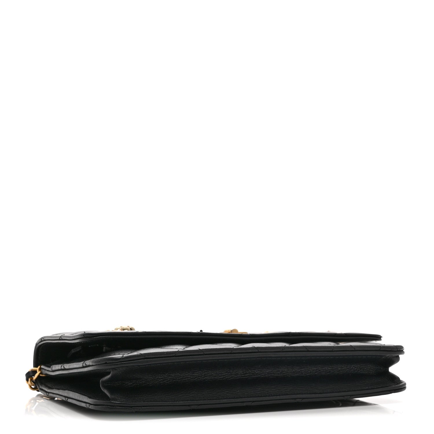 Chanel Aged Calfskin Quilted Lucky Charms 2.55 Reissue Wallet On Chain WOC Black 4 of 11