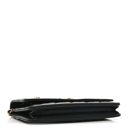 Chanel Aged Calfskin Quilted Lucky Charms 2.55 Reissue Wallet On Chain WOC Black 4 of 11