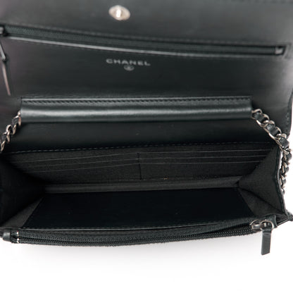 Chanel Calfskin Quilted Boy Wallet On Chain WOC Black 5 of 12