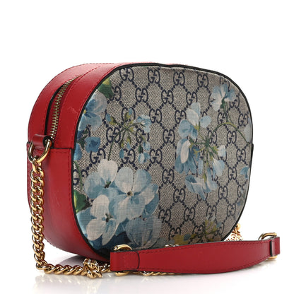 Gucci GG Supreme Monogram Blooms Mini Chain Shoulder Bag Beige Blue Navy Hibiscus Red 3 of 12