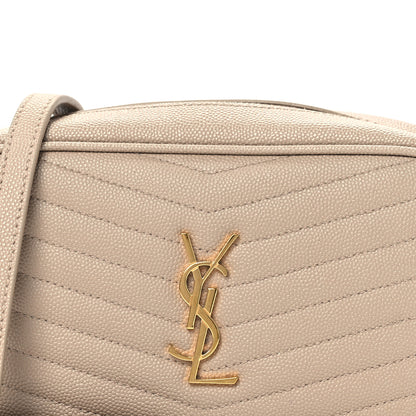 Saint Laurent Grain De Poudre Matelasse Monogram Mini Lou Camera Bag Dark Beige 8 of 11