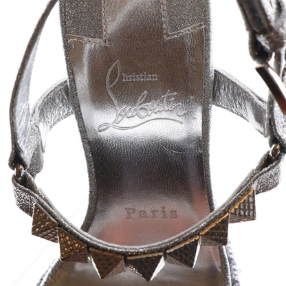 Christian Louboutin Glitter Nappa Mica Pyraclou 110 Wedge Sandals 38 Silver 9 of 9