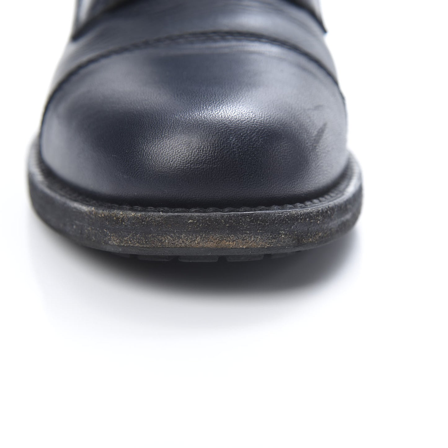 Sheepskin Quilted CC Tall Lace Up Combat Boots 39 Navy