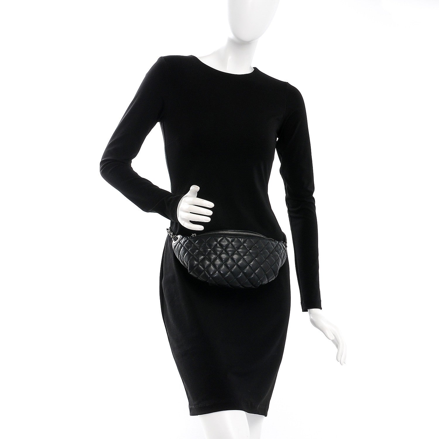Chanel Lambskin Quilted Banane Waist Bag Fanny Pack Black 2 of 12