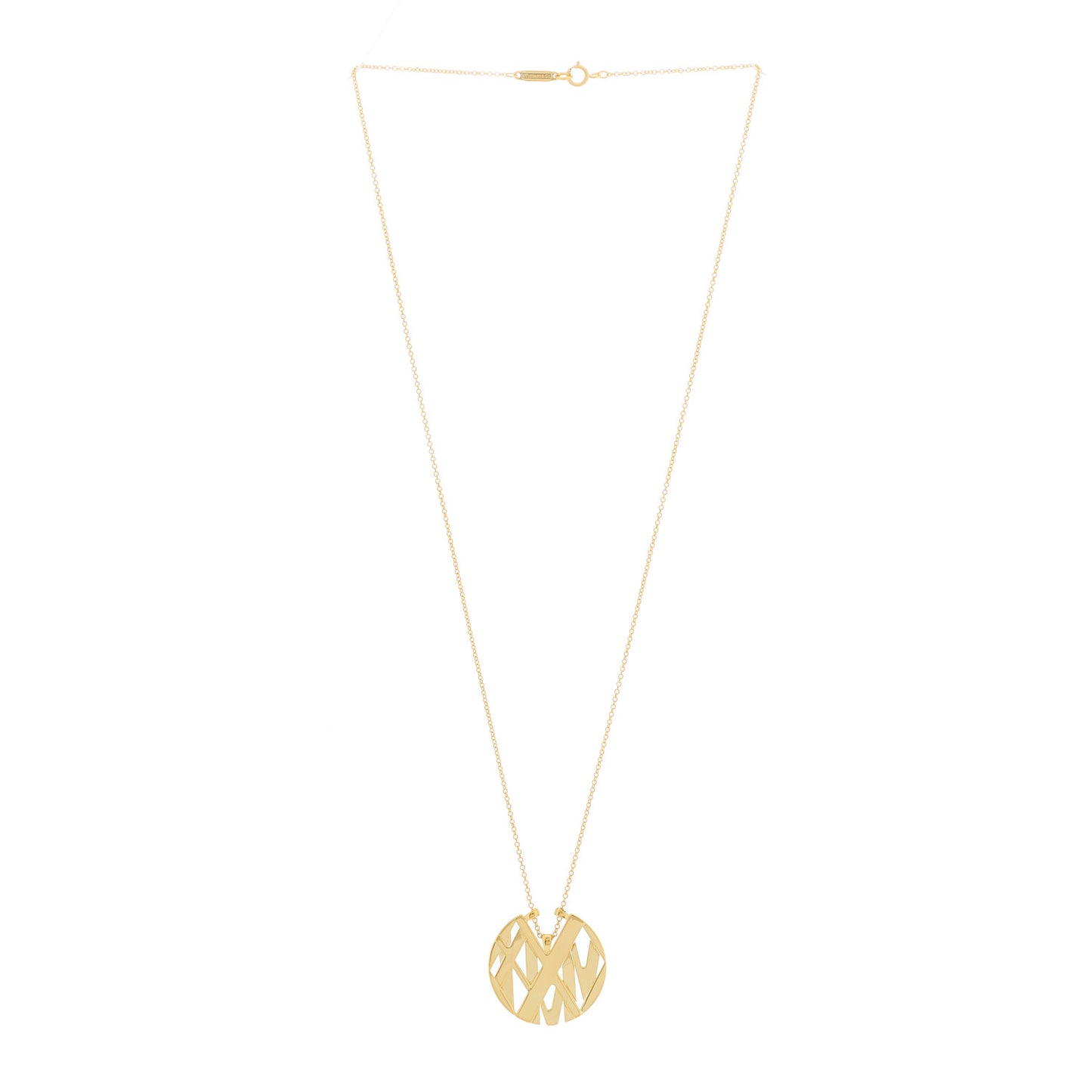 18K Yellow Gold Small Atlas Round Medallion Pendant Necklace