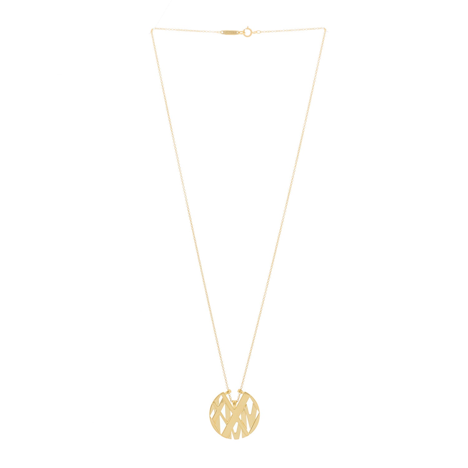 Tiffany 18K Yellow Gold Small Atlas Round Medallion Pendant Necklace 2 of 4