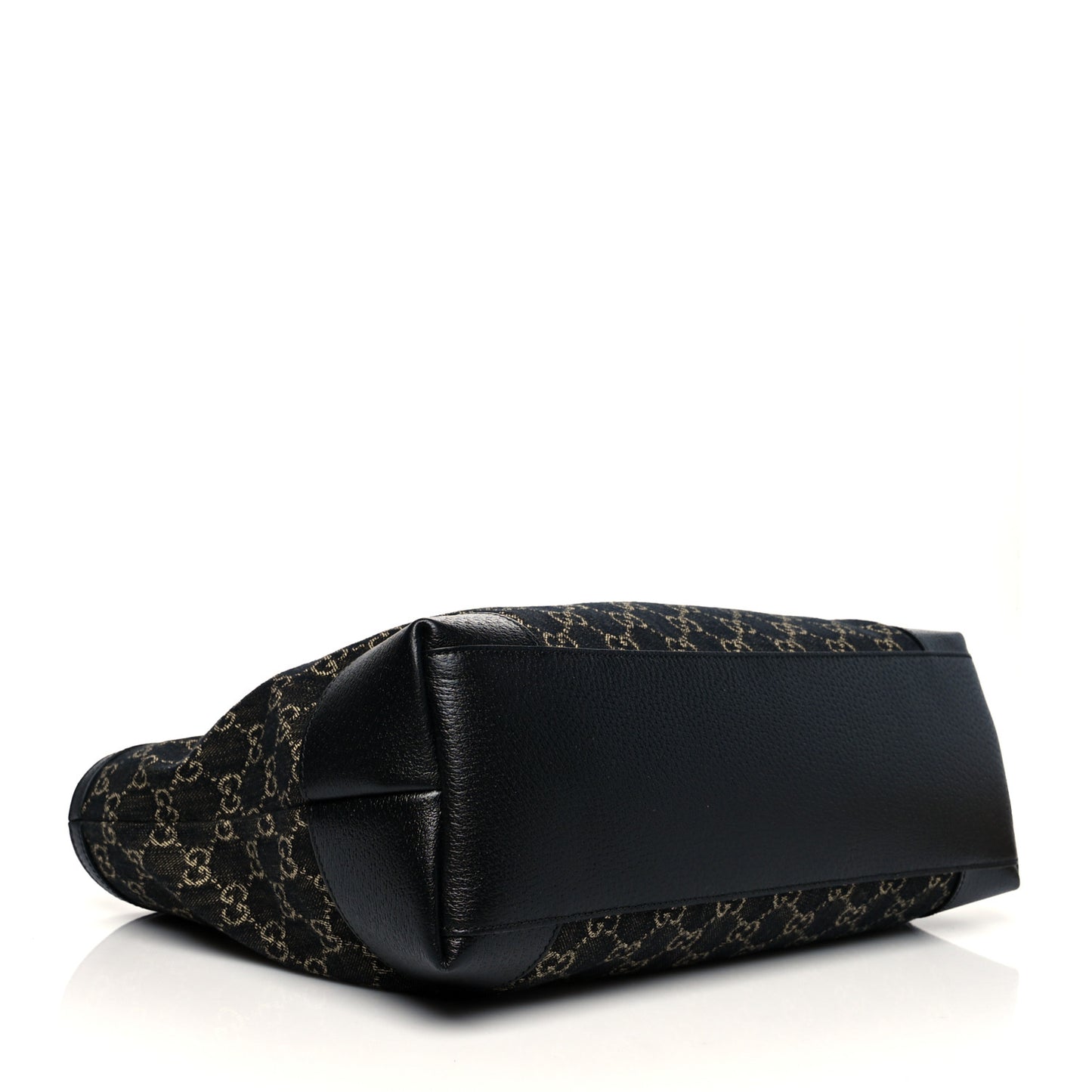 Jacquard Black Denim GG Monogram Medium Ophidia Shopping Tote Black Ivory