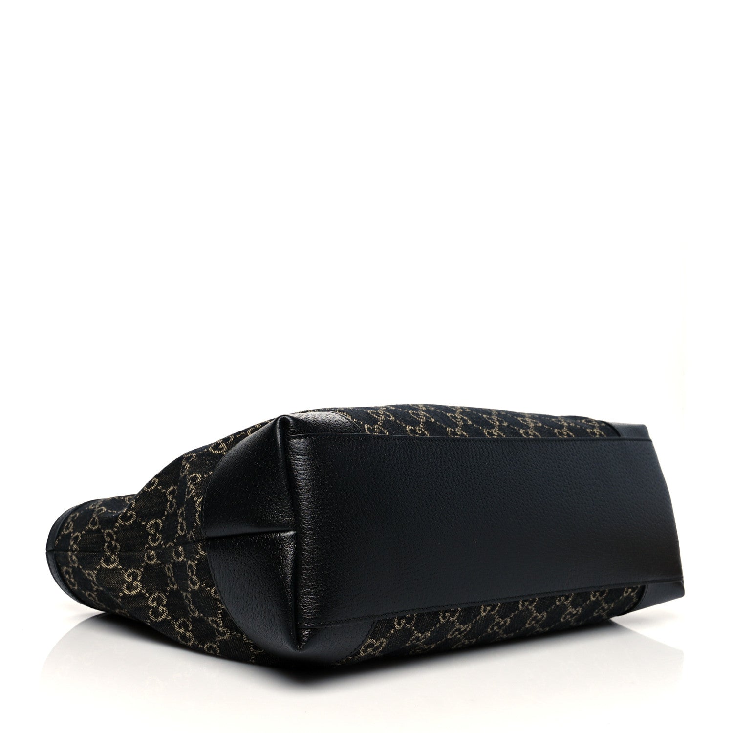 Gucci Jacquard Black Denim GG Monogram Medium Ophidia Shopping Tote Black Ivory 4 of 11