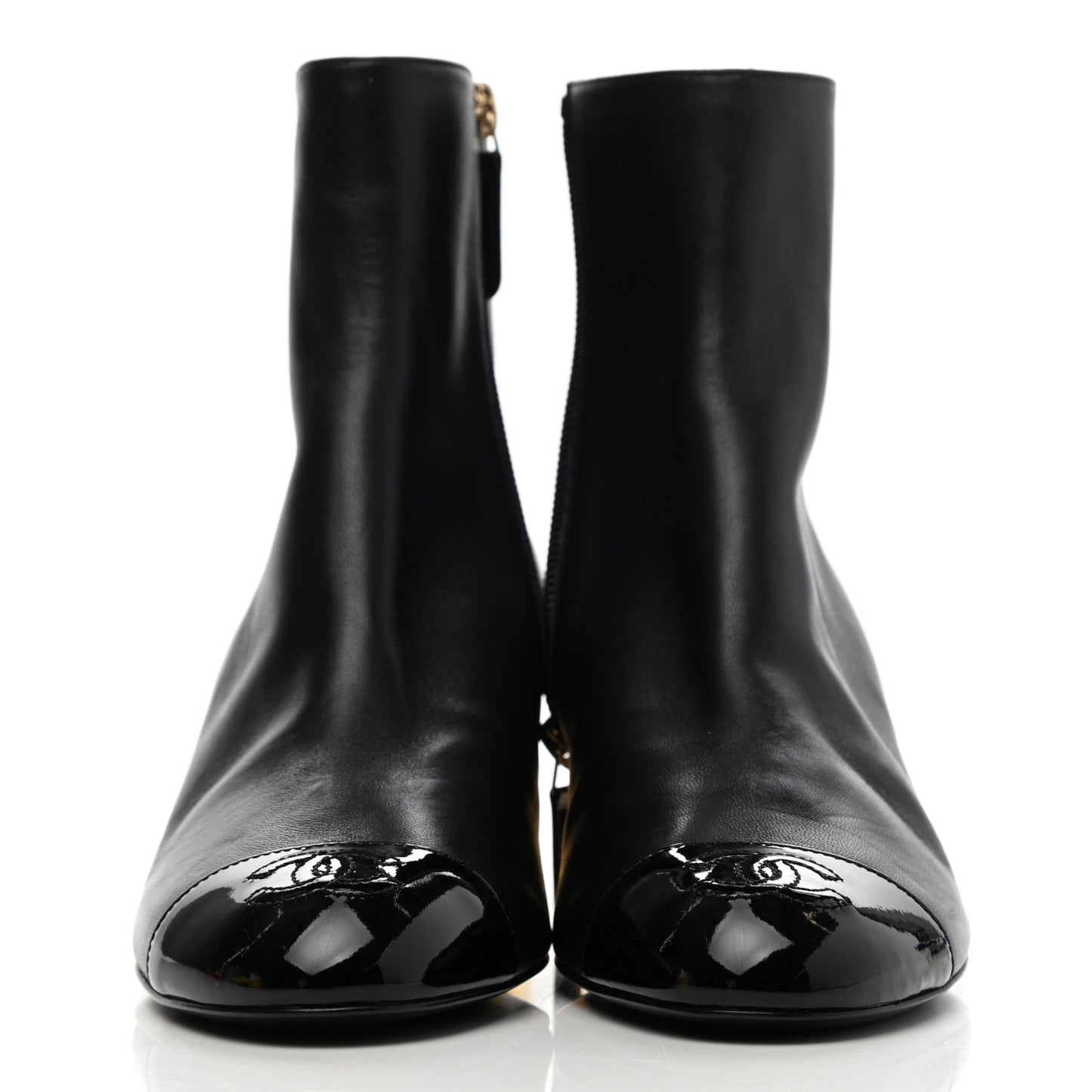Mixed Fibers Lambskin Patent Calfskin Convertible High Boots 36.5 Black