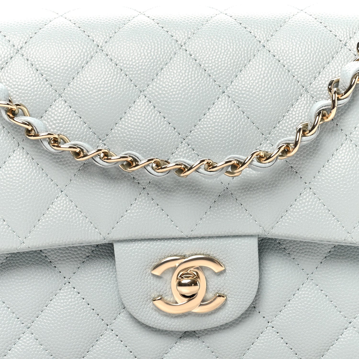 Chanel Caviar Quilted Medium Double Flap Light Blue 8 of 10
