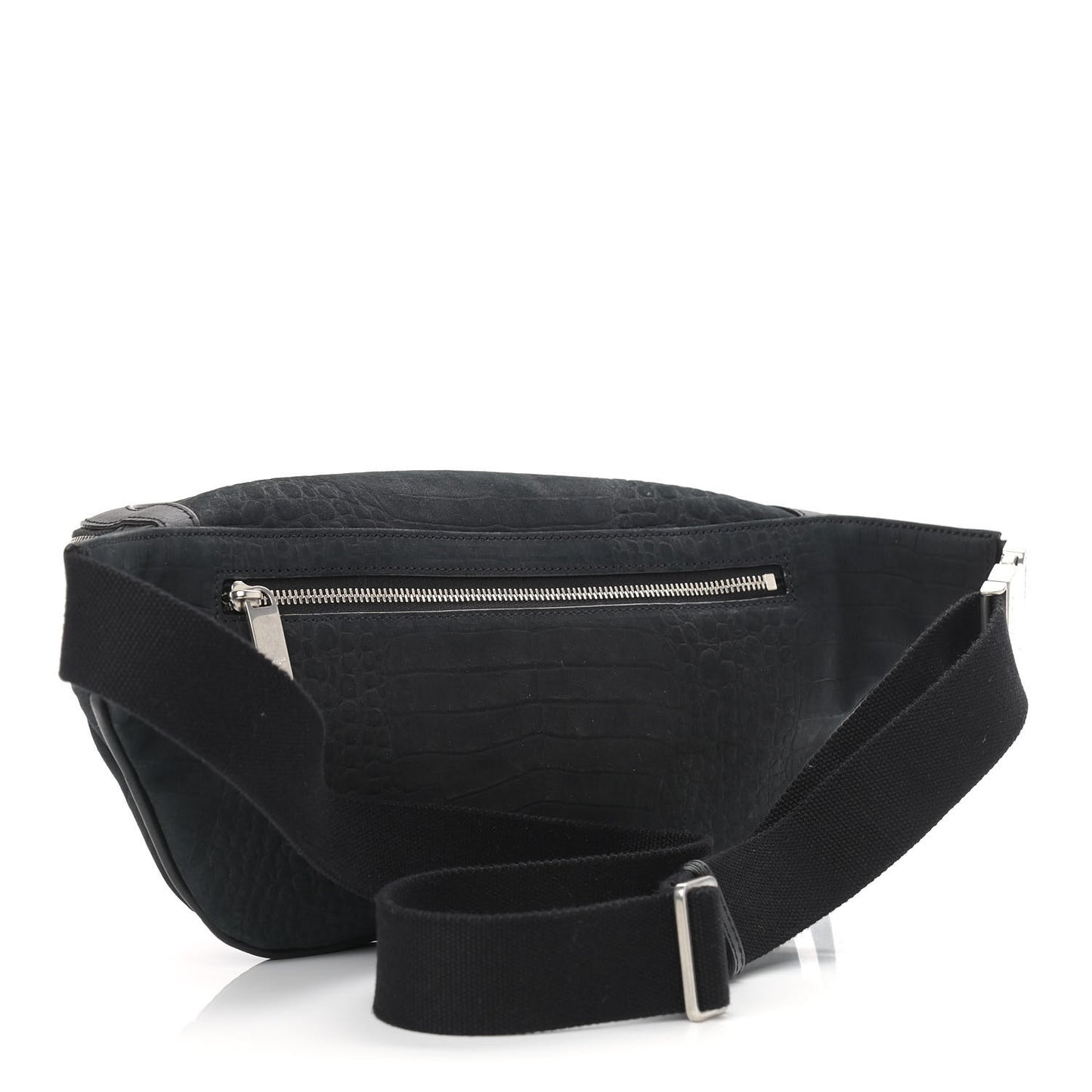 Nubuck Crocodile Embossed Classic Belt Bag Black