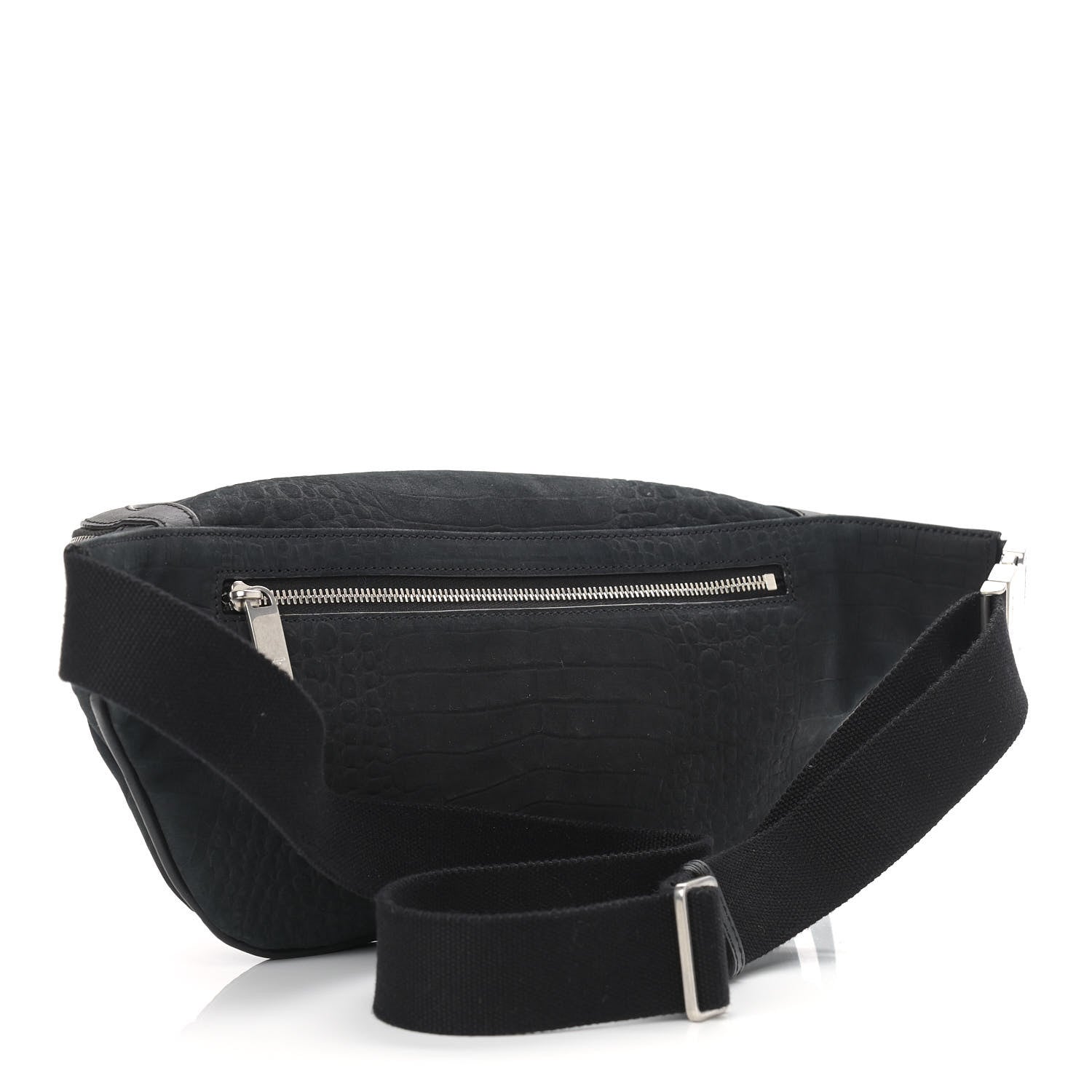 Saint Laurent Nubuck Crocodile Embossed Classic Belt Bag Black 3 of 9