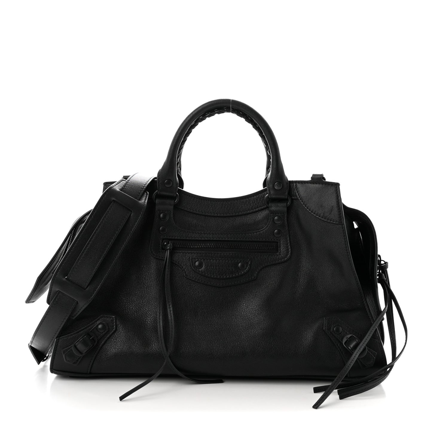 Grained Calfskin Neo Classic Black Hardware Medium City Black