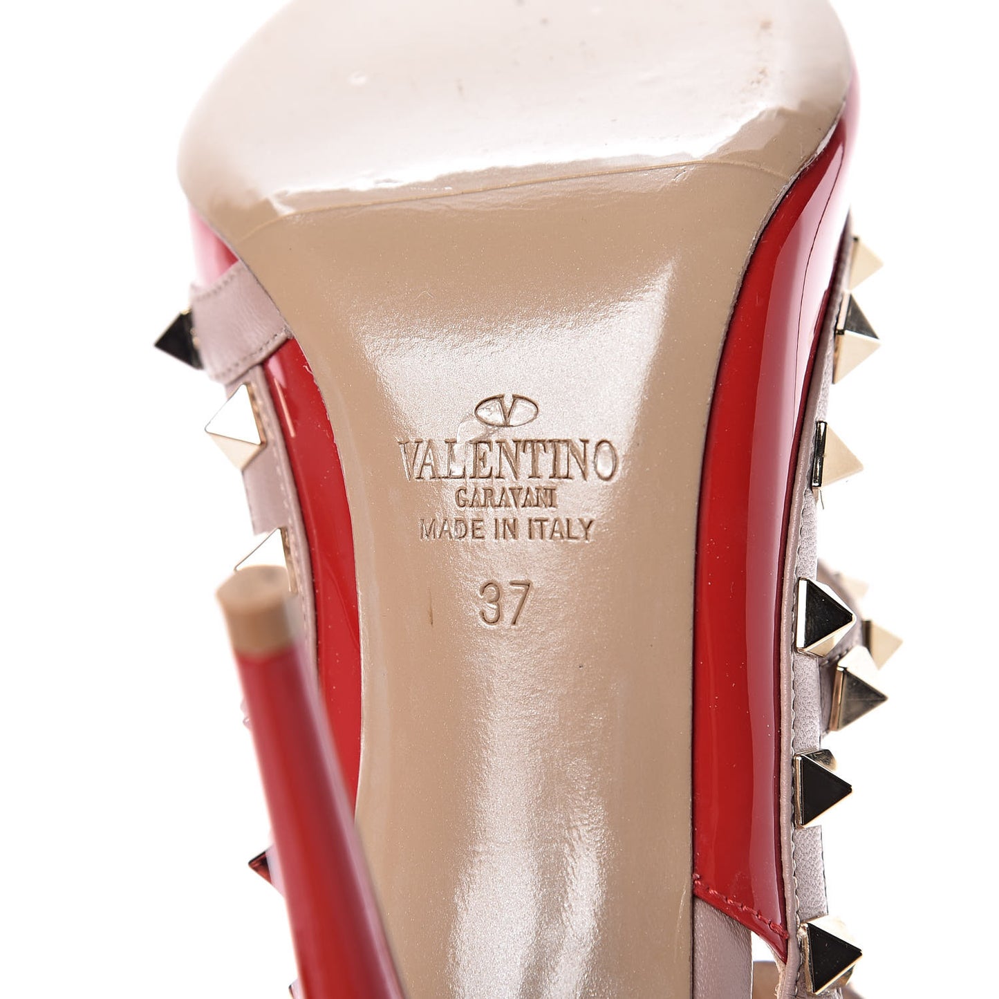 Patent Rockstud Ankle Strap 100mm Pumps 37 Rosso Valentino Poudre