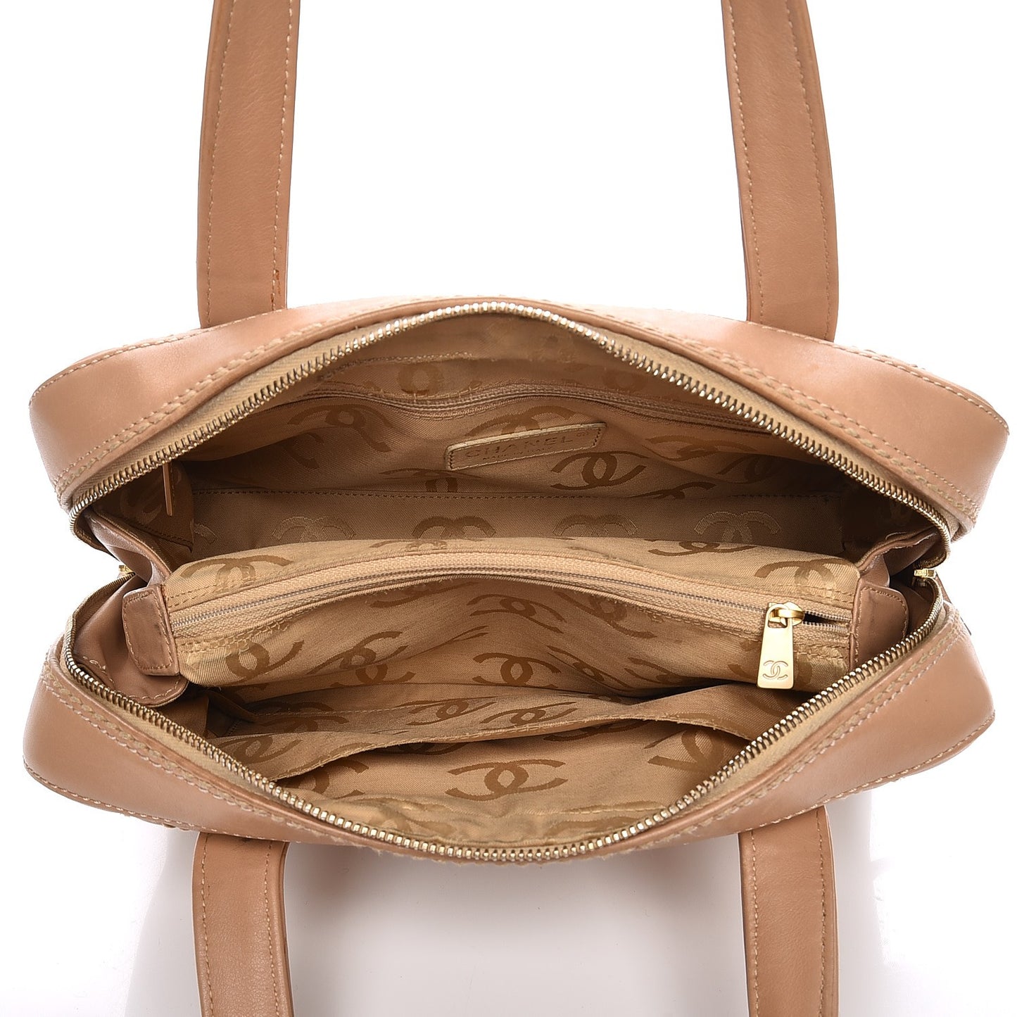 Lambskin Surpique Shoulder Bag Beige