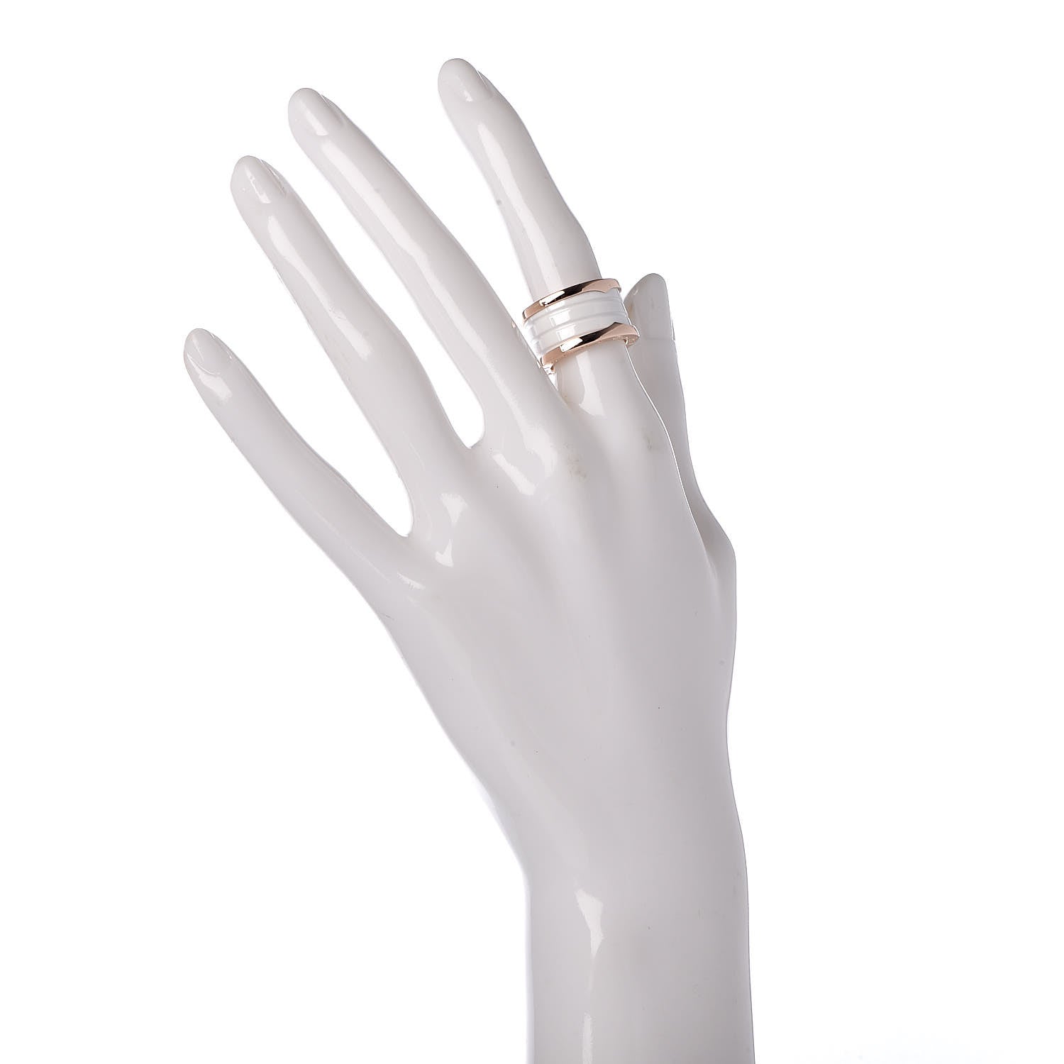 Bulgari 18K Rose Gold White Ceramic B.Zero1 Four-Band Ring 49 4.75 2 of 6