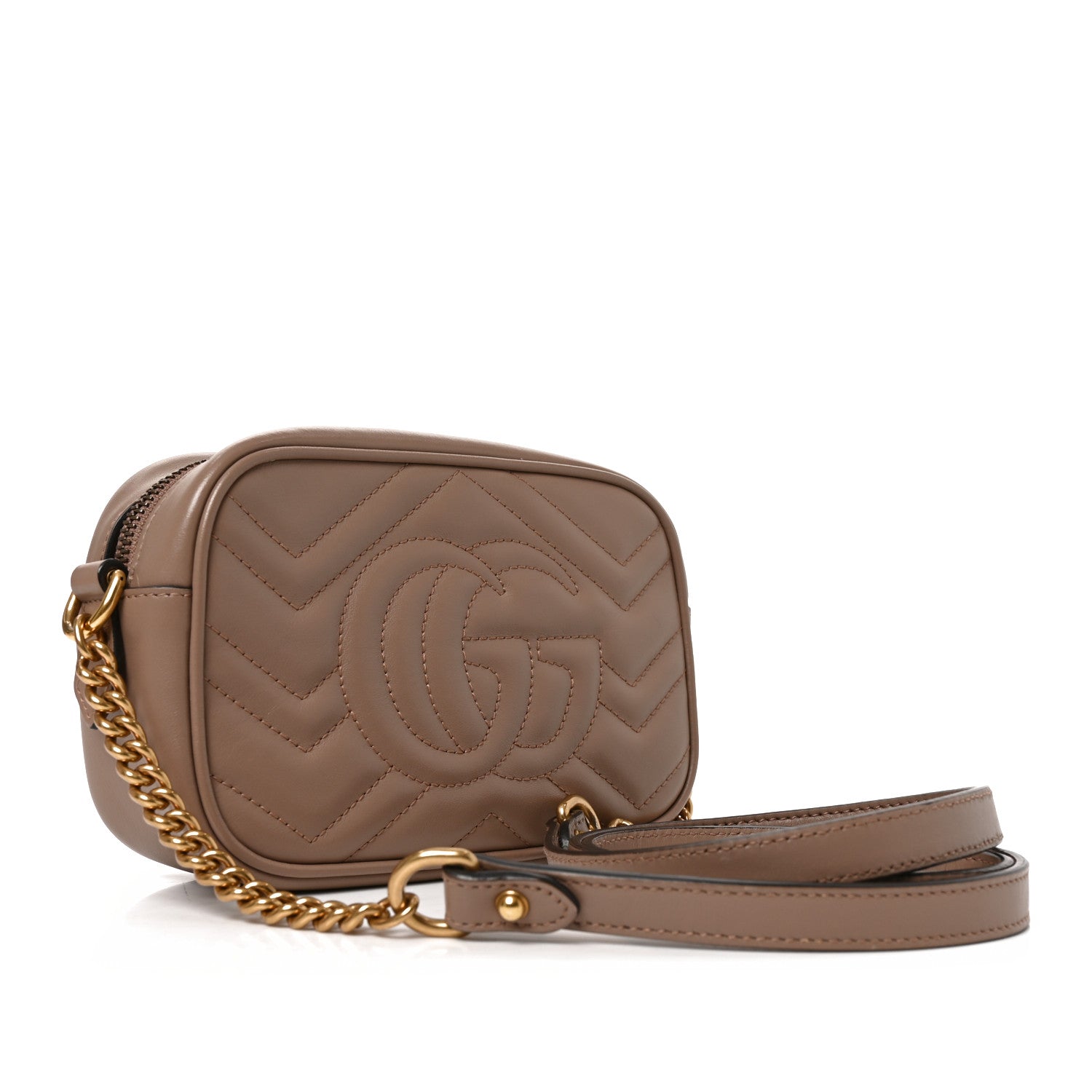 Gucci Calfskin Matelasse Mini GG Marmont Chain Shoulder Bag Porcelain Rose 3 of 10