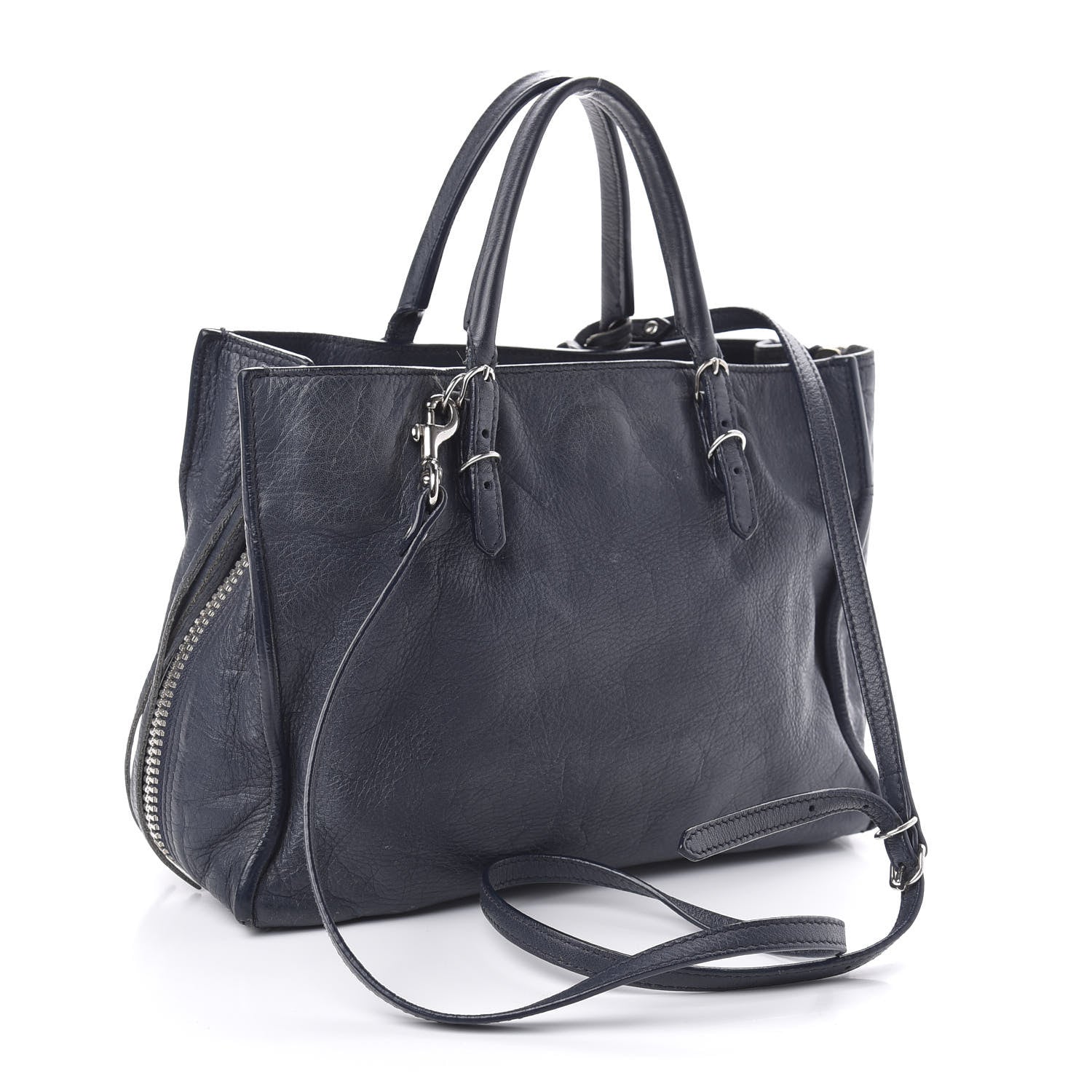 Balenciaga Veau Papier A6 Zip Around Tote Bleu Nuit 3 of 11