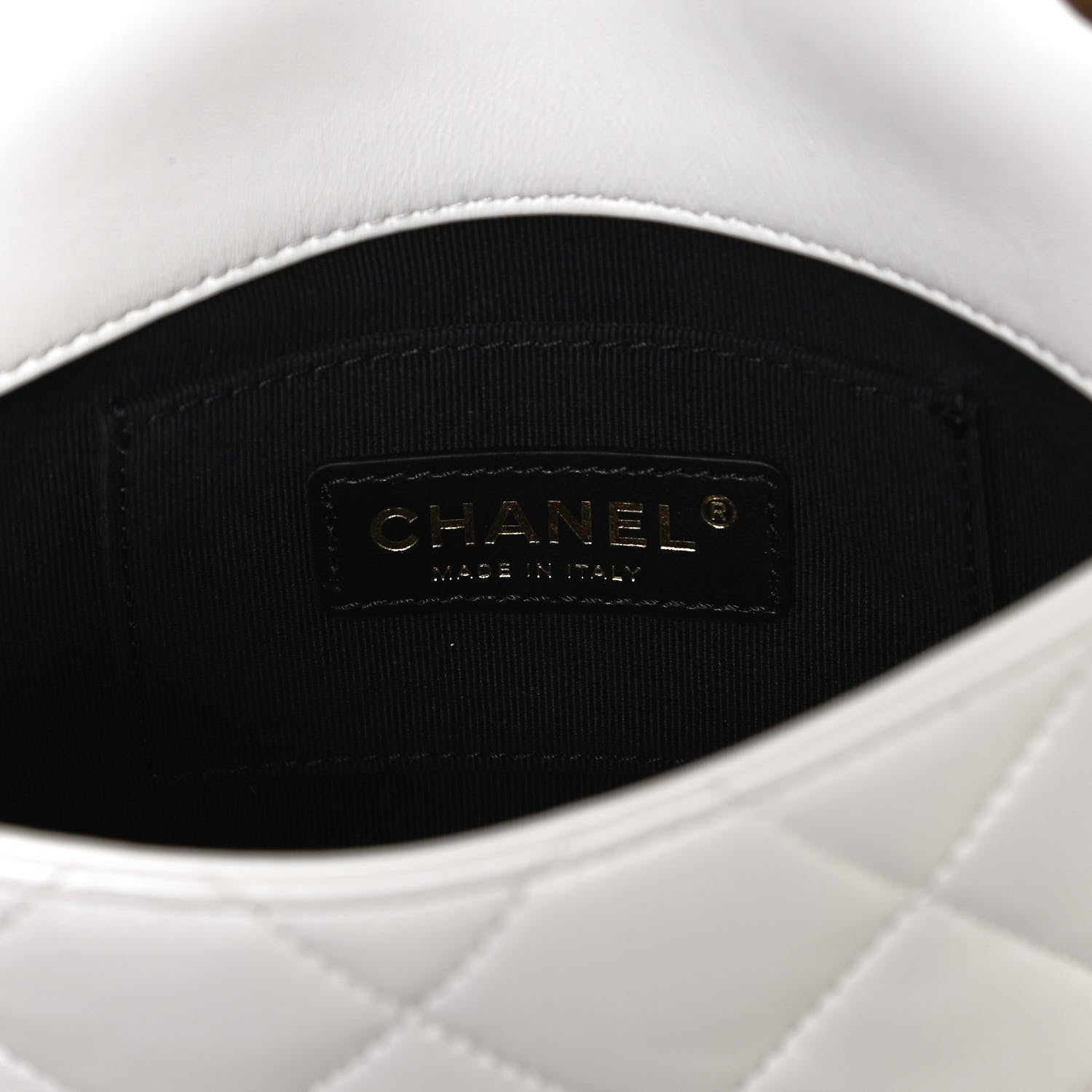Chanel Lambskin Quilted Mini Lacquered Chain Flap White 7 of 9