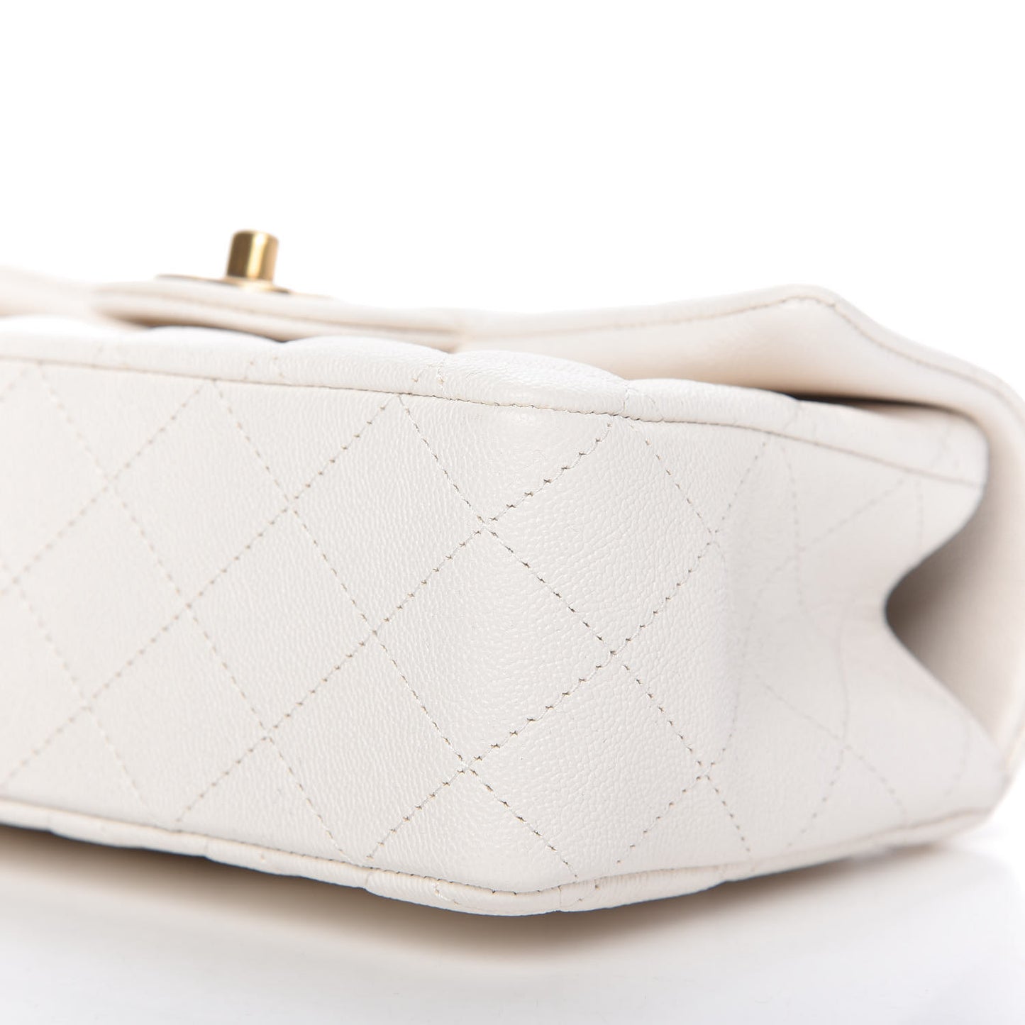 Caviar Quilted Mini Top Handle Rectangular Flap White