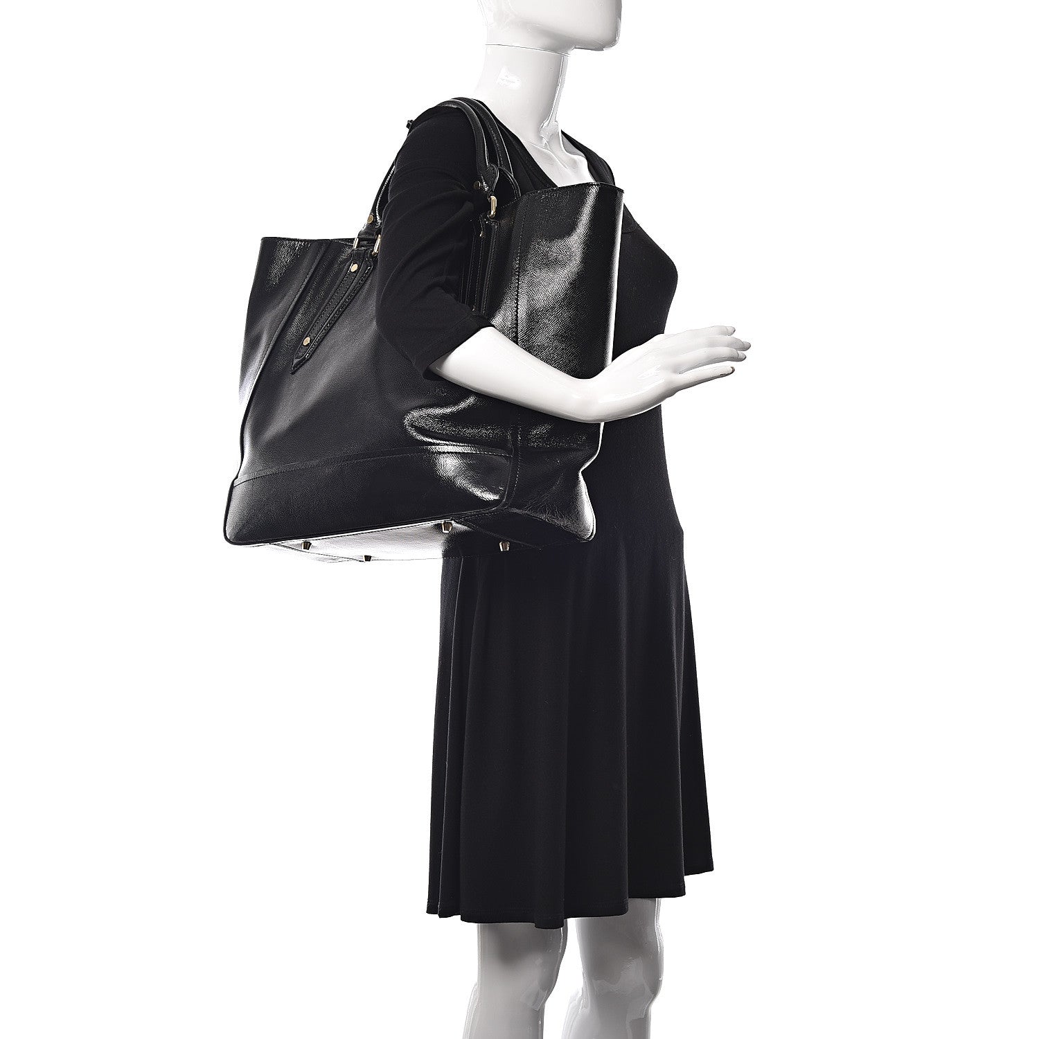 Burberry Patent Large Somerford Tote Black 2 of 12