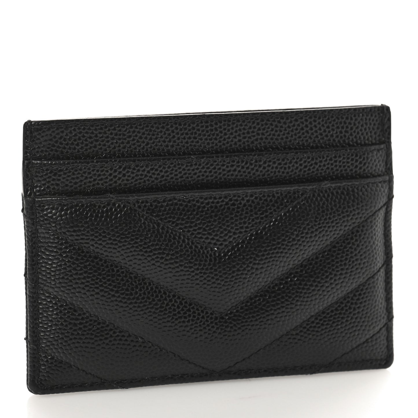 Grain De Poudre Matelasse Chevron Monogram Credit Card Case Black
