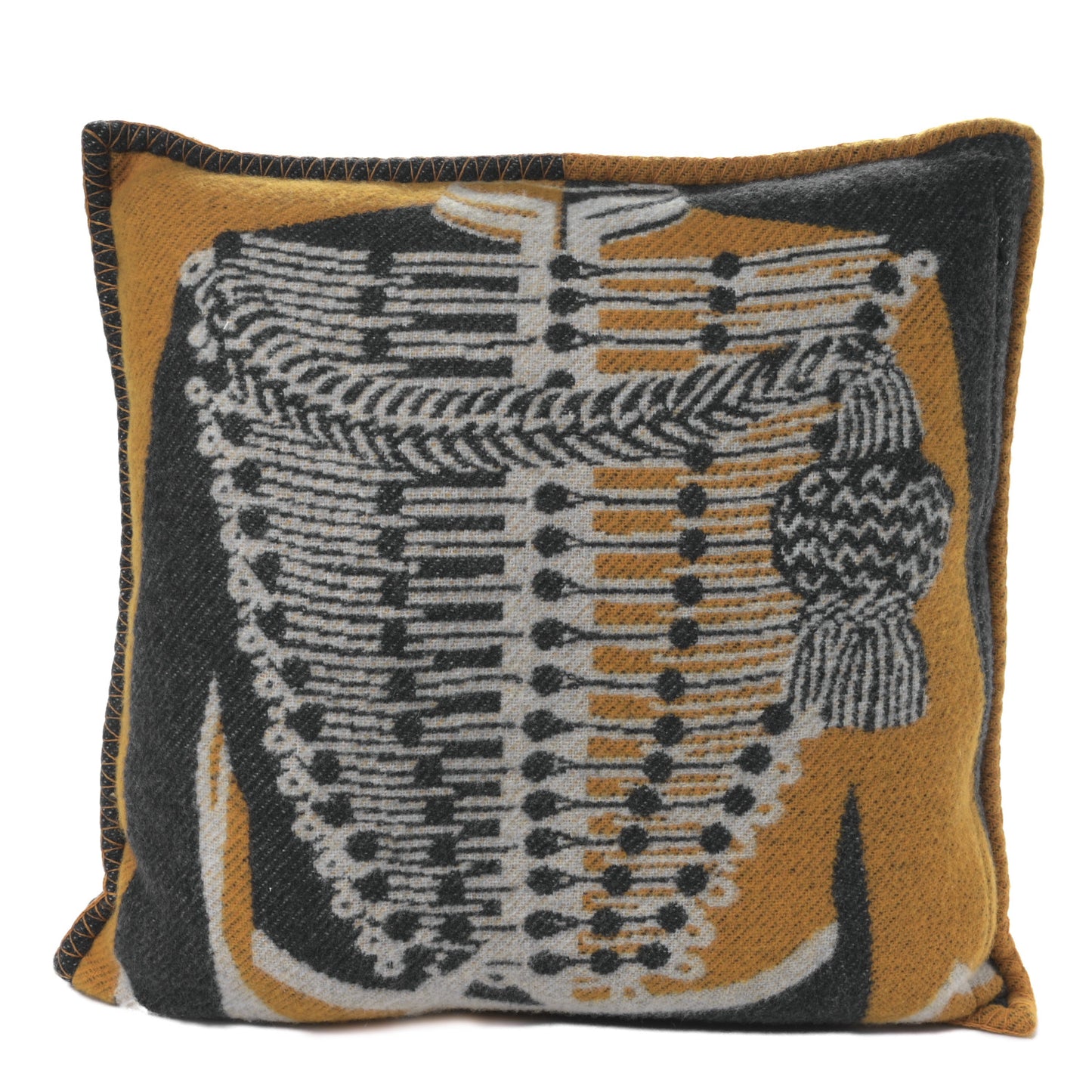 Wool Cashmere Brandebourgs Pillow Ambre Anthracite