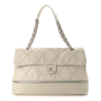Chanel Calfskin Stitched Large Expandable Flap Bag White 1 of 15