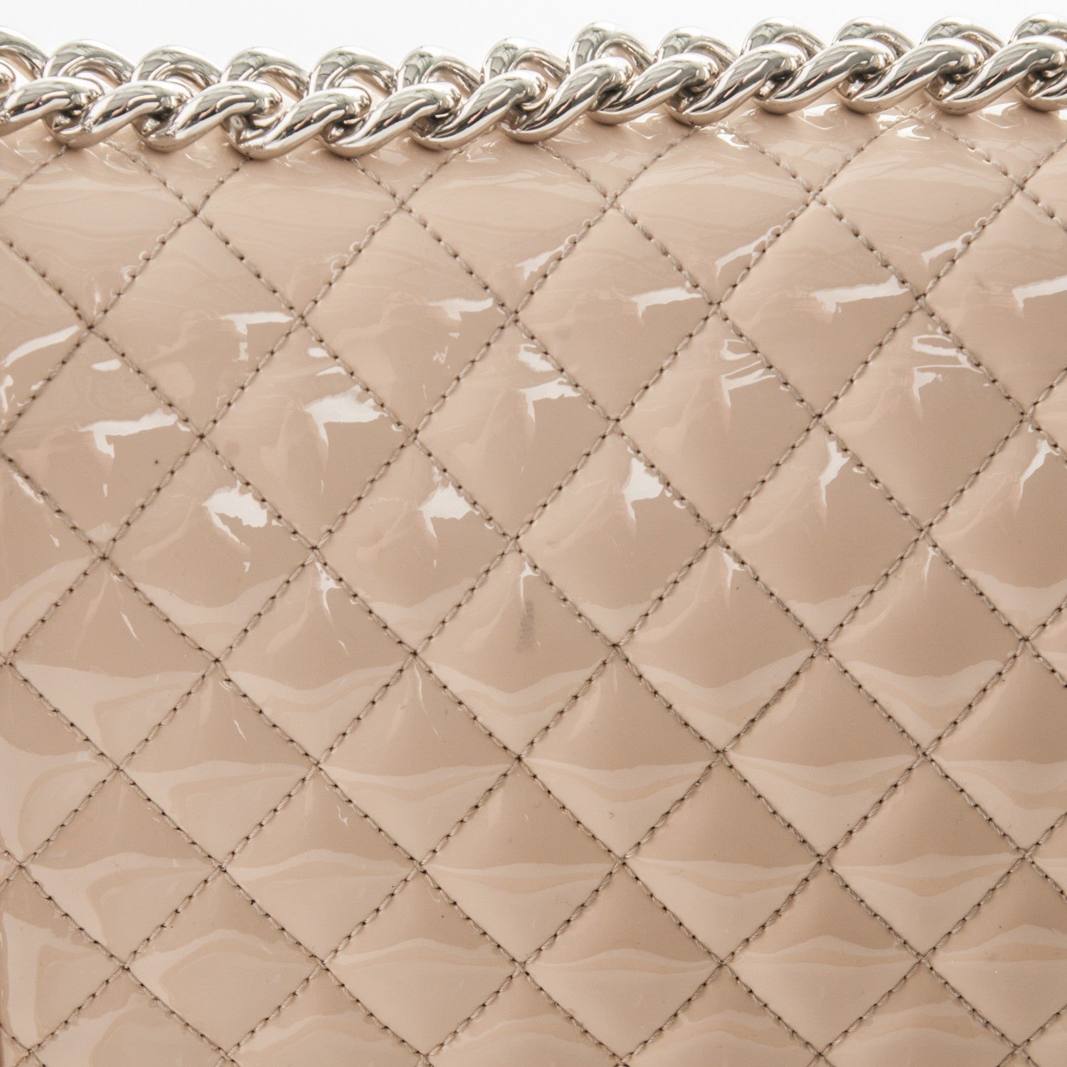 Chanel Patent Calfskin New Medium Boy Flap Plexiglass Beige 11 of 17