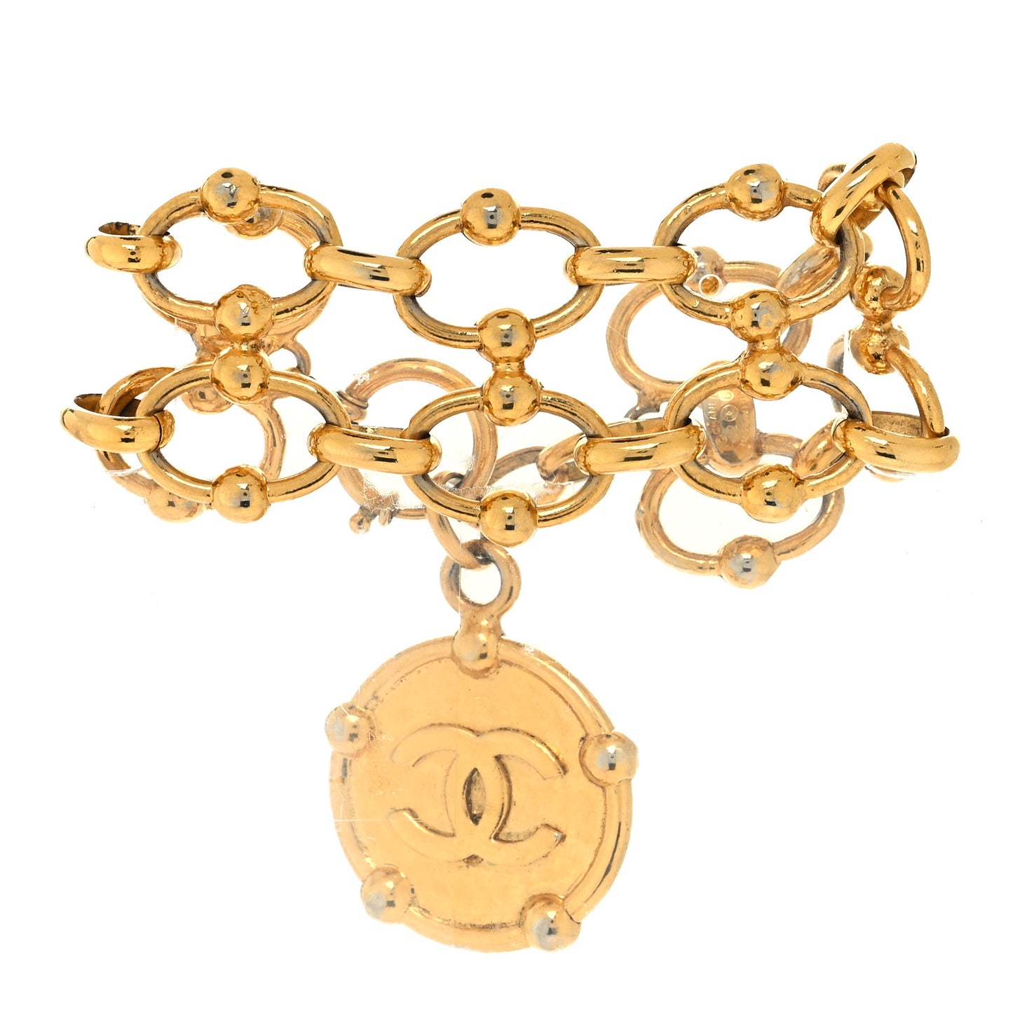 CC Medallion Chain Bracelet Gold