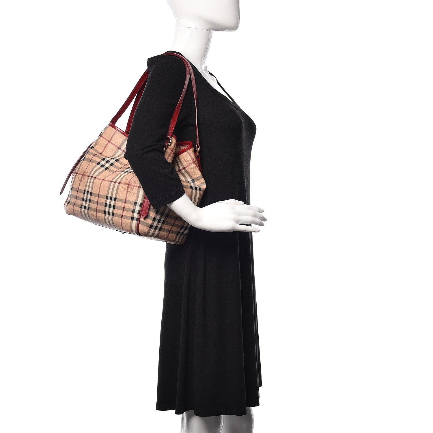 Burberry Haymarket Check Small Canterbury Tote Military Red 1 of 10