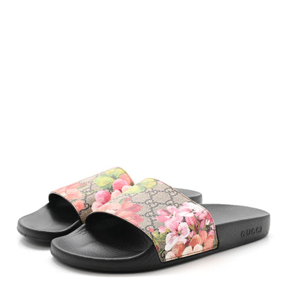Gucci GG Supreme Monogram Blooms Slide Sandals 41 Beige Multicolor 4 of 8