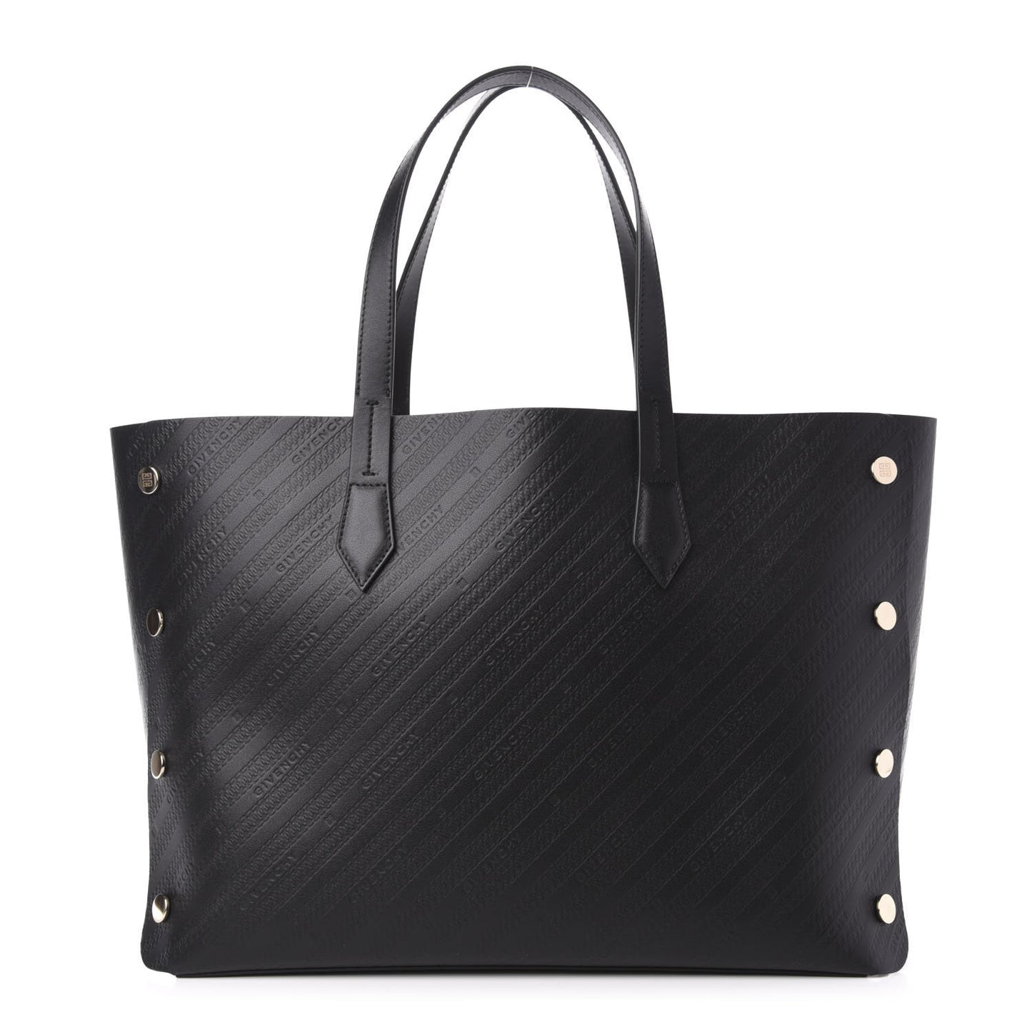 Calfskin Chain Embossed Medium Bond Shopper Tote Black