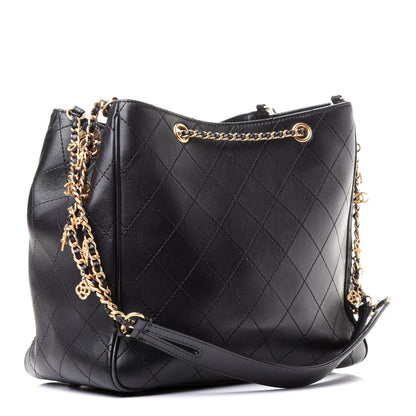 Chanel Calfskin Stitched Egyptian Amulet Drawstring Bag Black 3 of 17