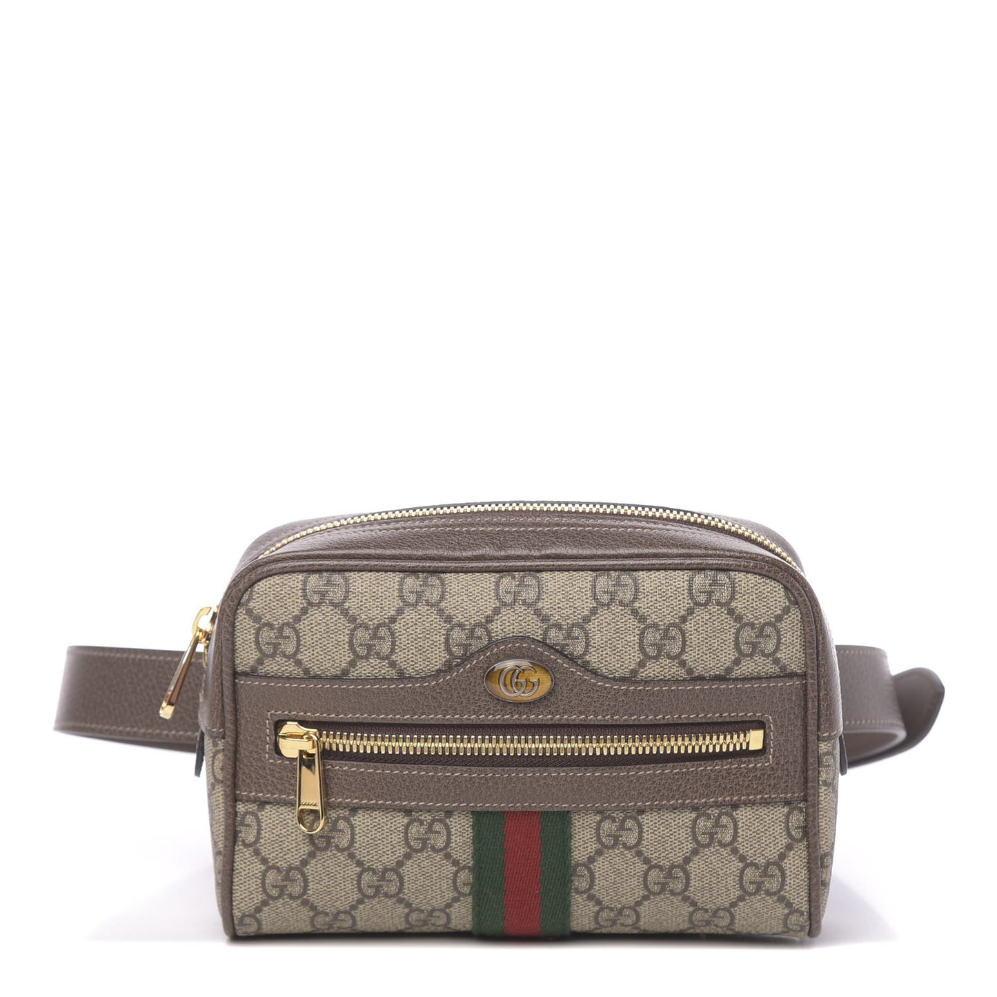 GG Supreme Monogram Web Small Ophidia Belt Bag 85 34 Dark Brown