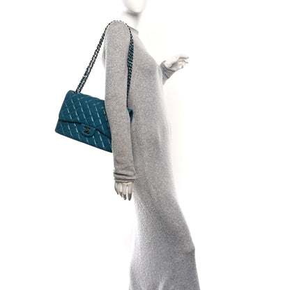 Chanel Lambskin Quilted Jumbo Double Flap Turquoise 2 of 10