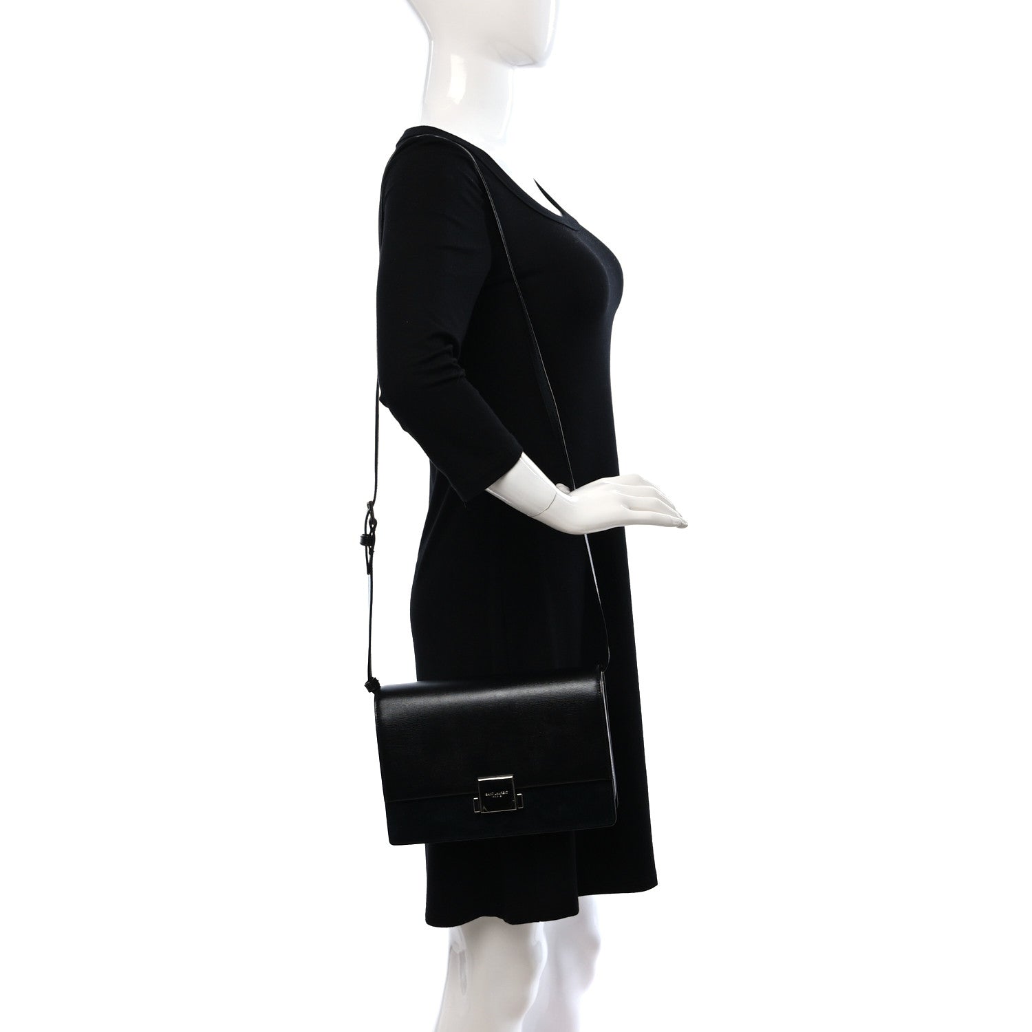 Saint Laurent Smooth Calfskin Suede Medium Bellechasse Black 2 of 8