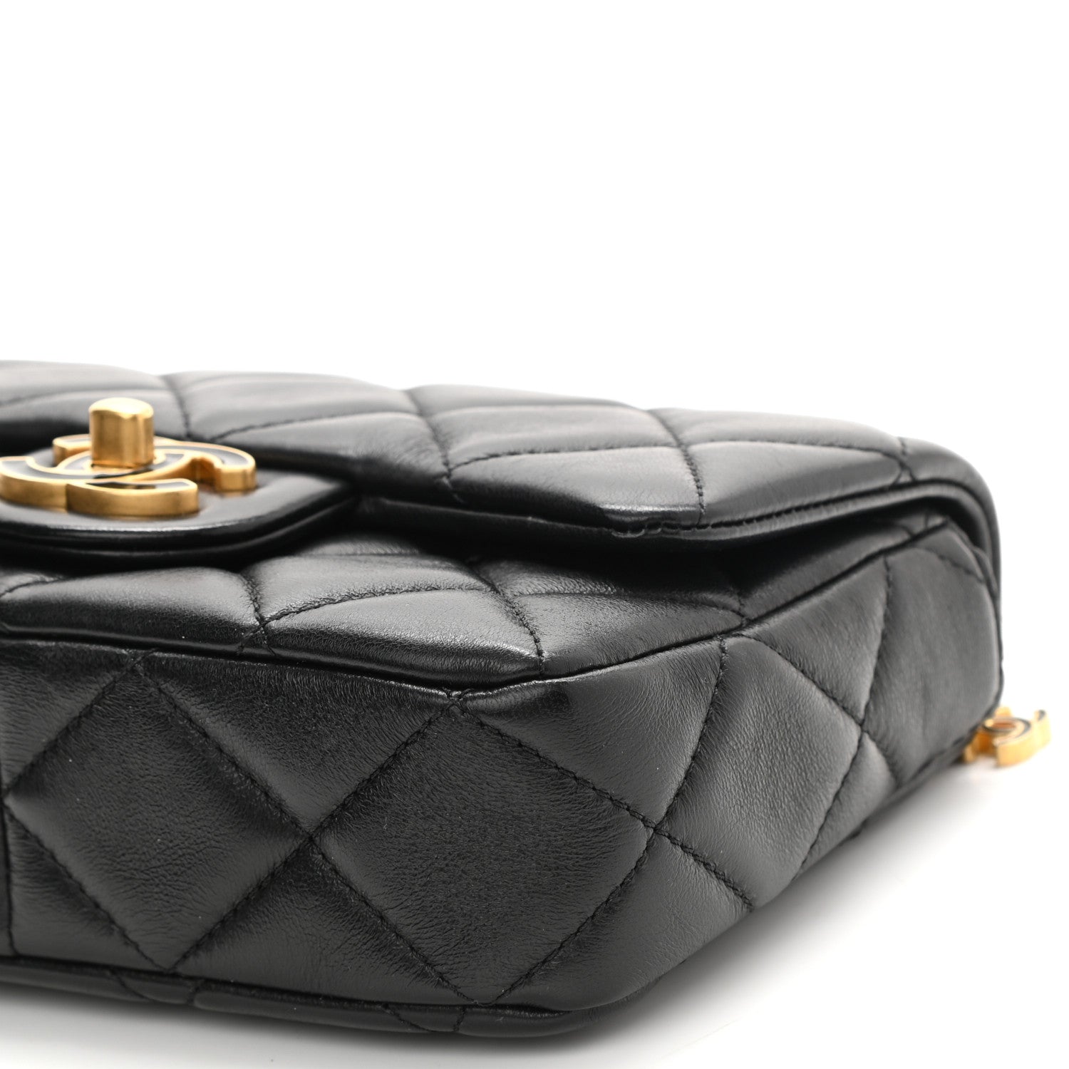 Chanel Lambskin Enamel Quilted Mini Pending CC Square Flap Black 11 of 11