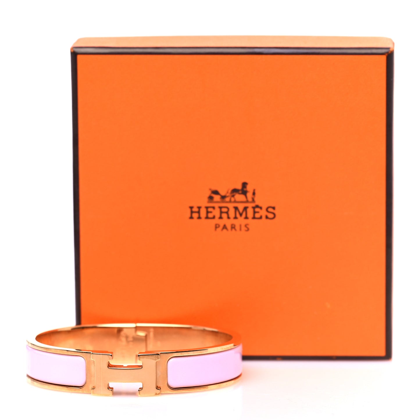 Enamel Narrow Clic Clac H Bracelet PM Sugar Pink