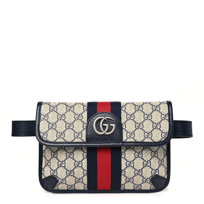 Gucci GG Supreme Monogram Web Small Ophidia Belt Bag 100 40 Beige Navy 1 of 11
