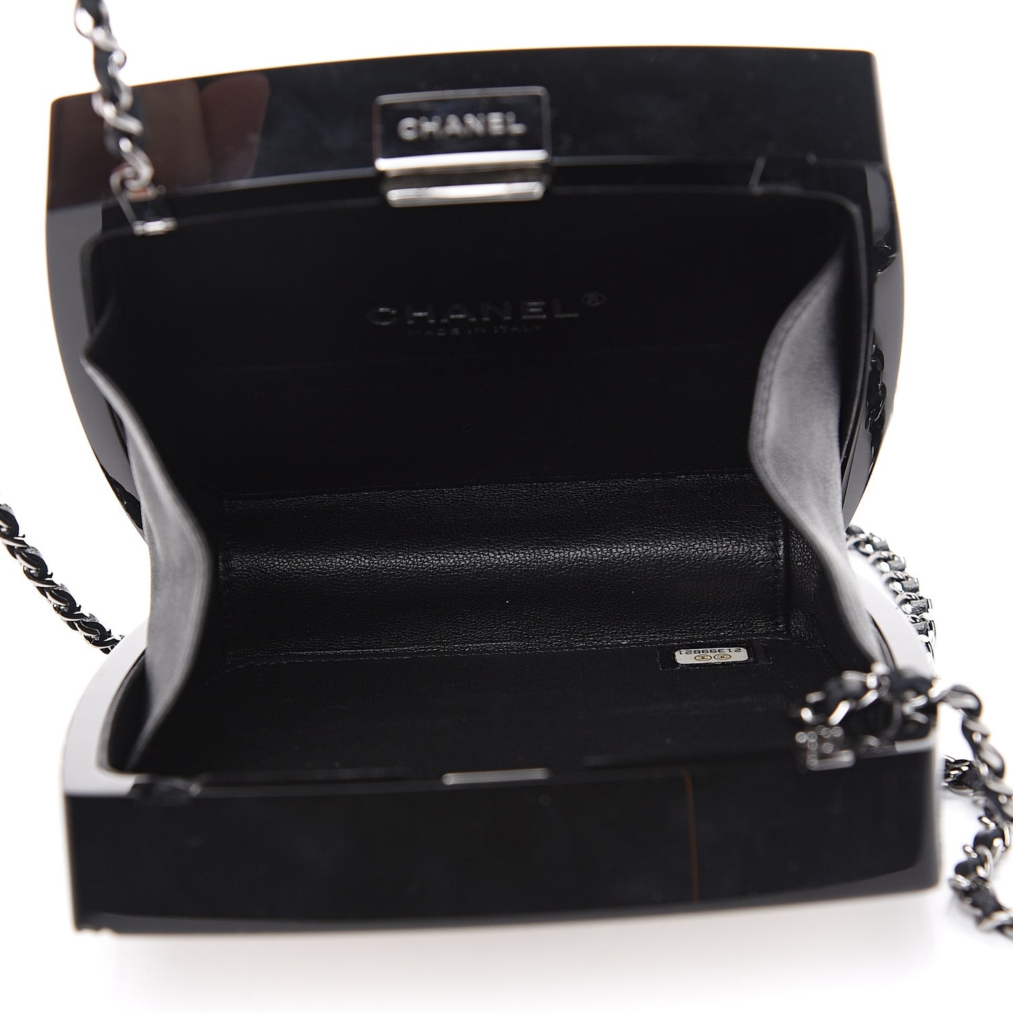 Plexiglass Compact Box Clutch Black Ivory
