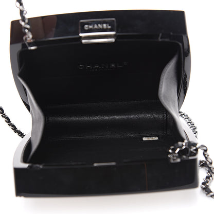 Chanel Plexiglass Compact Box Clutch Black Ivory 4 of 11