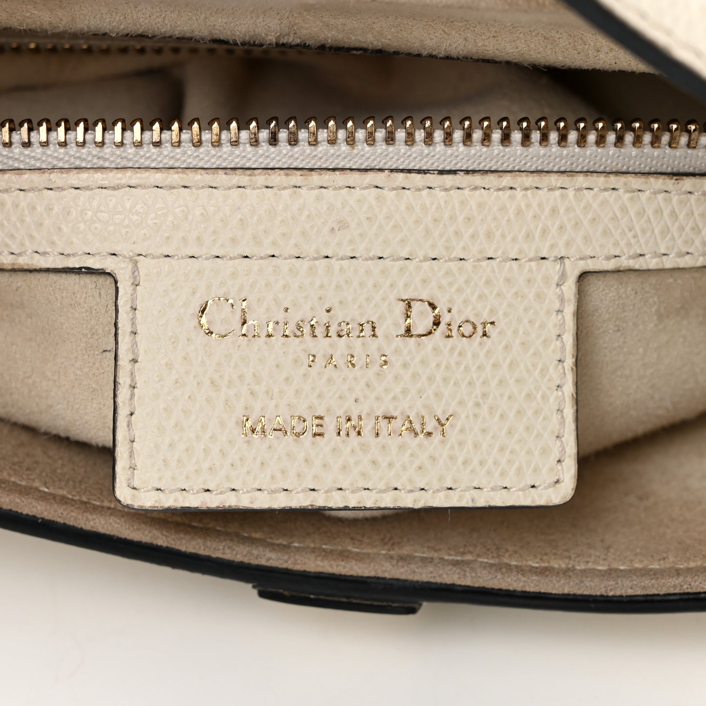 Grained Calfskin Saddle Bag White