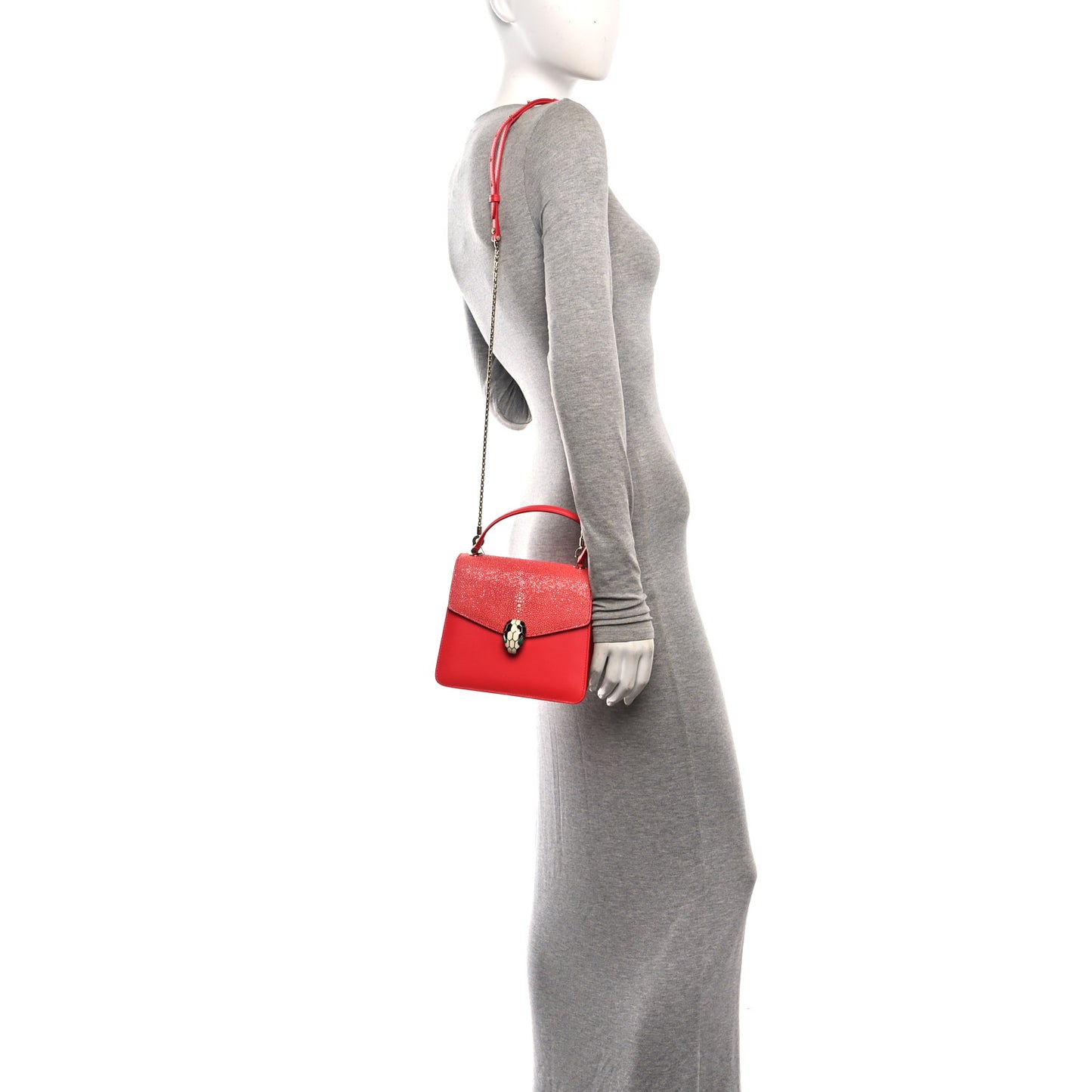 Calfskin Galuchat Serpenti Forever Crossbody Red
