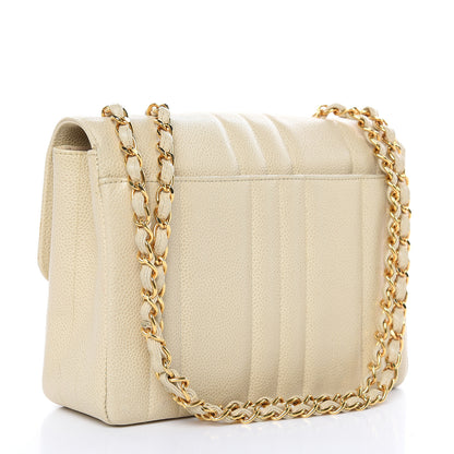 Chanel Caviar Vertical Quilted Small Single Flap Beige 3 of 19