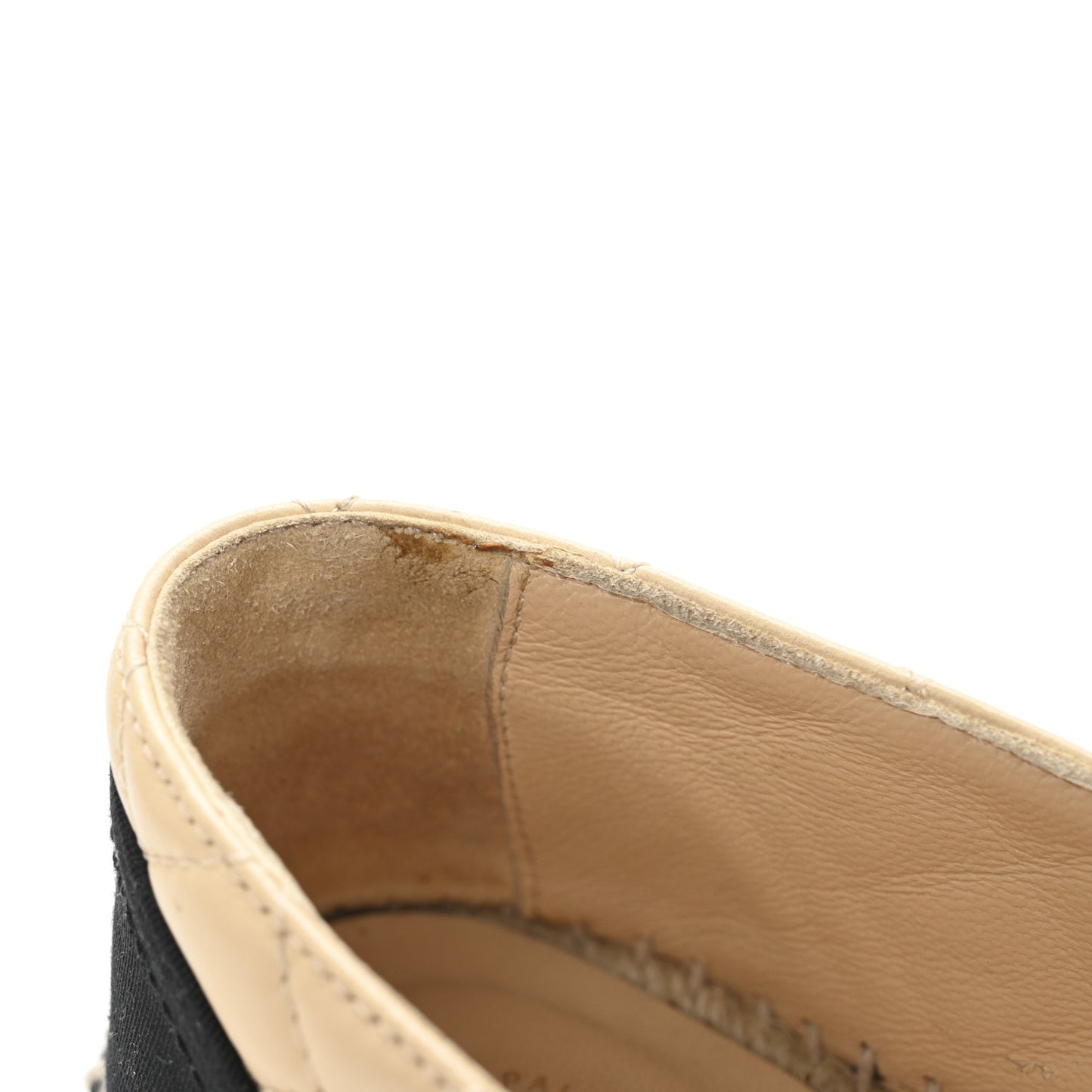Lambskin Grosgrain Quilted CC Chain Espadrilles 35 Beige Black